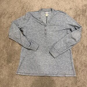 Diesel Co Workwear Mens Large Blue Marled Cotton Long Sleeve Henley Shirt L